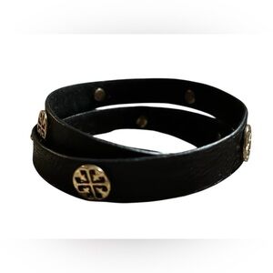 Tory Burch Black and Gold Double Wrap Bracelet